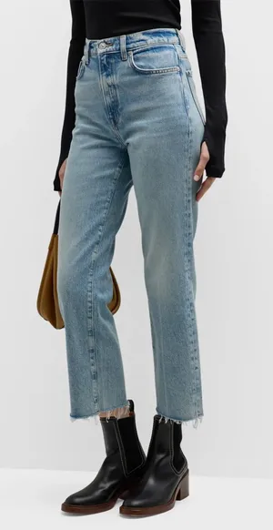 7 For All Mankind Logan Stovepipe Jeans W/ Fringe 31 thumbnail 1
