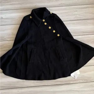 Commense Cape Coat with Gold Buttons Black Medium NWT IN PACKAGE thumbnail 5