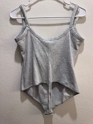 SKIMS NWT Cotton Jersey Scoop Neck Bodysuit in Light Heather Grey‎ Size XL thumbnail 8