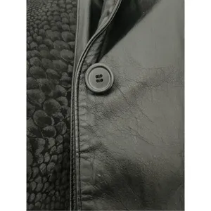 Pelle Vintage Black Leather Coat Snakeskin Detailing‎ Lined Shoulder Pads Small thumbnail 8