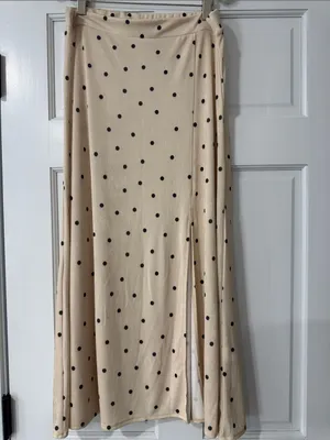SINSAY Maxi Polka Dot Champagne Skirt With Sleet Size L thumbnail 2