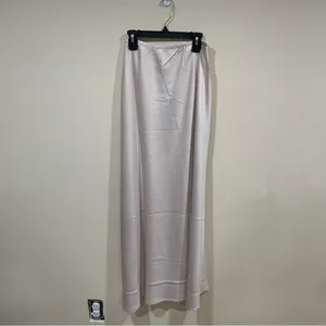 NWT Emprada Women's Long Satin Skirt Elastic Waist Champagne Silk A-Line Skirt L thumbnail 5