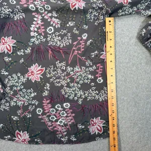 LOFT Outlet Women's Small Sheer Charcoal Pink Floral Long Sleeve Blouse Top thumbnail 6