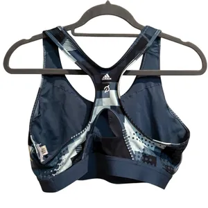 Adidas X Peloton Digi Motion Print Women's Medium Racerback Blue Sports Bra‎ thumbnail 2
