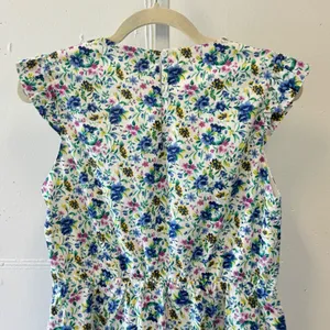 Moon Boutique Floral Ruffle Cap Sleeve Mini Dress White Blue Cotton‎ Large thumbnail 4