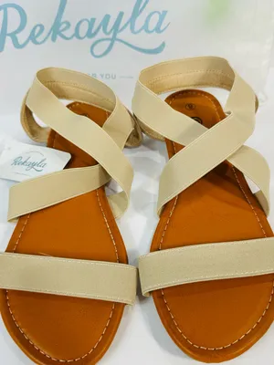 Neutral Crisscross Elastic Sandals for Women thumbnail 6