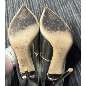 Jimmy Choo Anouk Pumps EU 39 US 9 Silver Mirror Metallic Leather Stiletto Italy thumbnail 5