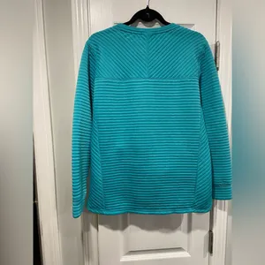 L.L. Bean Size S Aqua Blue Ribbed Airlight Crew Neck Pullover Thermal Top thumbnail 9