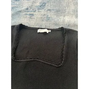 ASTR The Label Black Scallop Trim Ribbed Knit Long Sleeve Top XL thumbnail 3