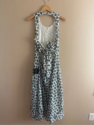 Lulus Flirty Fave Ivory Floral Print Tie-Back Midi Dress Size Large Sleeveless thumbnail 5