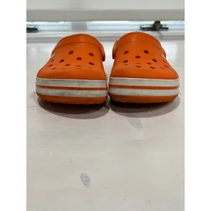 Crocs Classic Clog Bright Orange White Stripe Size 6 M‎ 8 W thumbnail 7