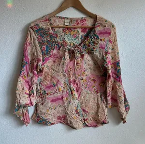 Copper Key Y2K Viscose Printed Peasant Blouse thumbnail 1