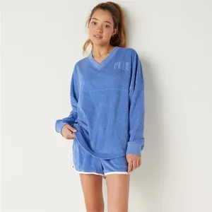 NWT Victoria's Secret PINK Varsity Terry V-Neck Pullover Sweatshirt sz XL thumbnail 7