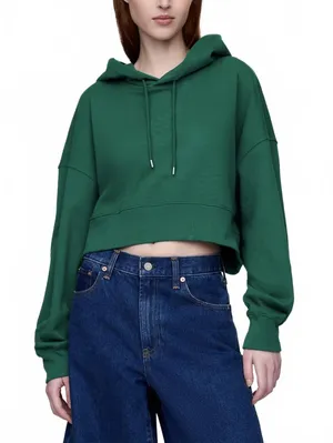 Gap French Terry Oversized Crop Hoodie NWT Balsam Tree Green Size Large thumbnail 1