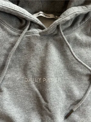 Daily Paper Horhine Rhinestone Logo Cotton Oversized Gray Hoodie XS thumbnail 2