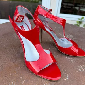 Vtg y2k Nine West red patent leather sexy heels Size 8 #club #party thumbnail 1