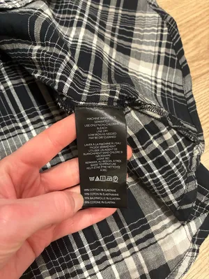Pilcro x Anthropologie Long Sleeve Ruffled Blouse Plaid Black Size M thumbnail 6