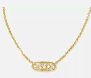 Kendra Scott Gold Filigree Oval Pendant Necklace thumbnail 1