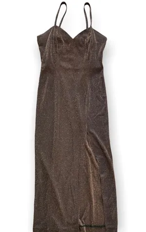 Vintage Betsy & Adam by Jaslene Brown & Gold Metallic Bodycon Midi Dress 5-6 thumbnail 1