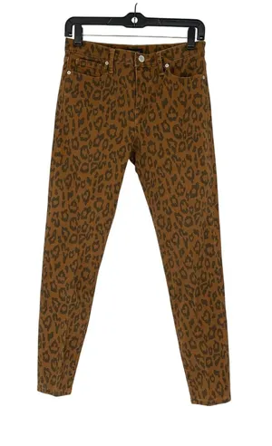 Banana Republic Premium Denim Brown‎ Leopard Print Straight Leg Pants Size 27 thumbnail 1