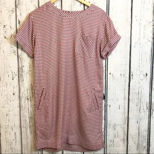 Madewell Gingham shift red white checkered picnic retro dress pockets size xs thumbnail 2