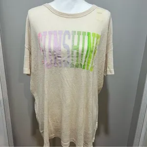 NWT Aerie Linen Blend sunshine Tee Tshirt sz Medium Relaxed Fit womens thumbnail 2