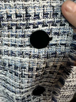 S59. Karl Lagerfeld Women's Blue-White Tweed Blazer Jacket thumbnail 4