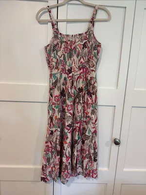 Old Navy Floral Smocked Maxi Dress - White with Pink & Teal- pockets! thumbnail 3