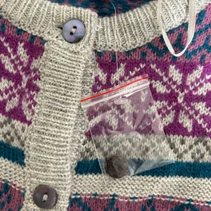 COUNTRY ROSE Pink Blue Fairisle‎ Cardigan Wool Blend Size Small thumbnail 4