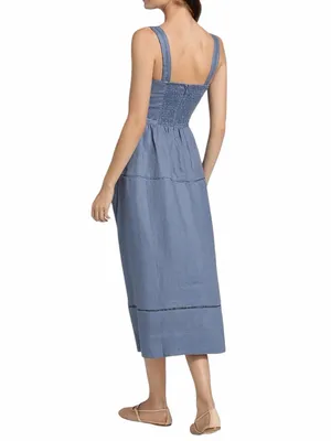 Reformation - NWT Everett Linen Midi Dress Cornflower Blue Size 2 thumbnail 2