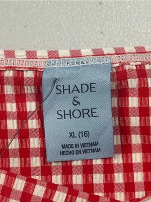 Shade & Shore Red Gingham Tie-Waist Swim Cover-Up Skirt XL 16 NWT thumbnail 5