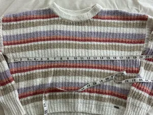 Hollister Cream Sweater with Lavender & Rust Stripes thumbnail 6