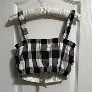 💖 NWT Bohme Buffalo Plaid Black & Cream‎ Crop Top thumbnail 3