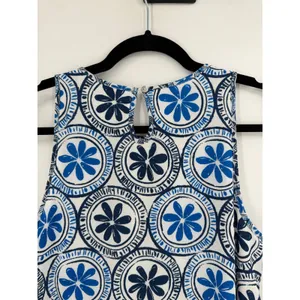 Mud Pie Shift Dress Womens Small Blue‎ White Floral Medallion Coastal Preppy Mod thumbnail 5