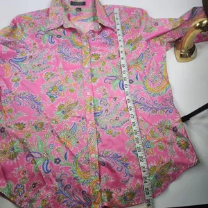 Lauren Ralph Lauren Cotton Pink Paisley Button-Down Blouse Barbie Core XL thumbnail 8