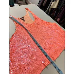 Joe's Jeans Pink Mermaid Slouchy Sequin Beaded Tank Top Size Medium Some Wear thumbnail 11
