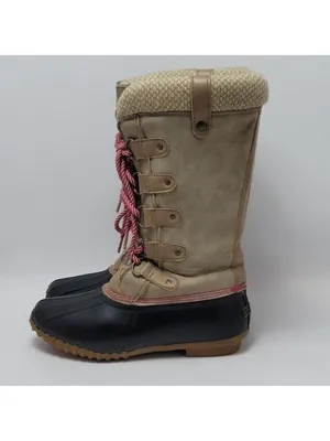 Esprit Belinda Tan Tall Lace Up Faux Fur Sock Lined Knit Cuff Duck Boots Sz 7.5M thumbnail 4
