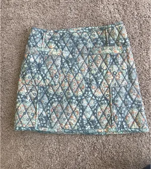 Free People Mini Skirt Quilted Darla Sz X-Small baby blue Floral Pockets Boho cottage core thumbnail 12