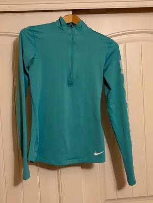 Nike Half Zip Sweatshirt Small Light Teal Green Dri-Fit Long Sleeve Just Do It thumbnail 1