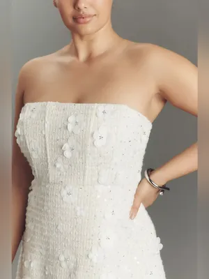 Free People Anthropologie Sundream Strapless Tweed Floral Mini Dress thumbnail 8