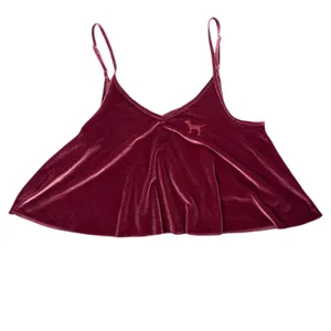 PINK Victoria's Secret Velvet Cami Womens M Burgundy Swing Spaghetti Strap Dog thumbnail 10