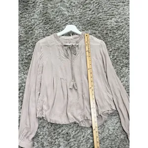 Floreat Anthropologie Boho Peasant Blouse Women Size 8 Rayon Beaded Tie Neck Top thumbnail 8