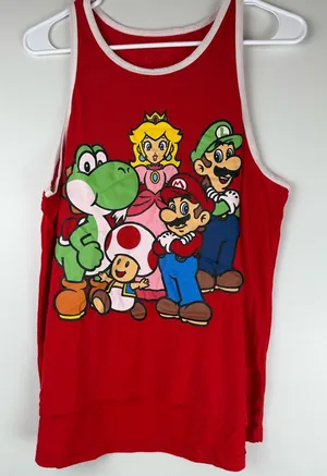 Red Nintendo Tank‎ Top with Mario Characters thumbnail 1