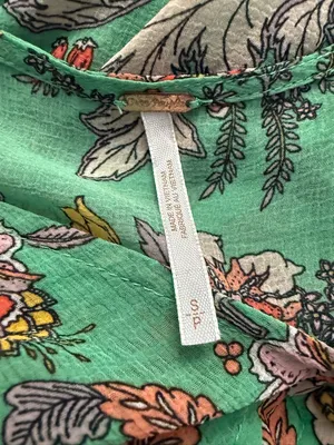 Free People Earthfolk Button Front Maxi Dress Size Small Ruched Sleeves V-neck thumbnail 6