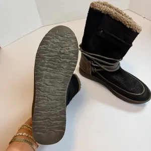 OTBT‎ Womens Black Slope Faux Shearling Lined Winter Boots Mid Calf Wrap Lace thumbnail 8