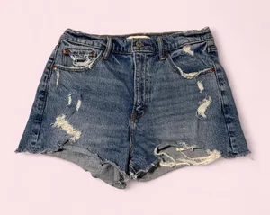 Abercrombie & Fitch Distressed Denim Cutoff Shorts - Blue the mom short thumbnail 1