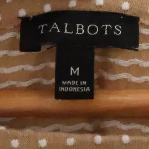 Talbots Polka Dot Bell Sleeve Top Womens Size M Tan Business Casual Neutral thumbnail 4