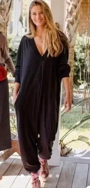 Natural Life Black Cotton Charlie Long Sleeve One Piece Jumpsuit Sz.XS thumbnail 1