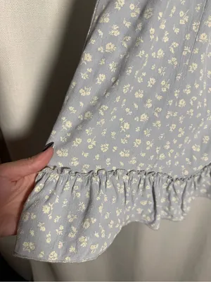 Brandy Melville Colleen Dress Blue Floral Ruffle Hem Tie Back Dress thumbnail 5