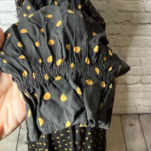 Madewell lucie smocked v neck mini dress Black Dress with Gold Dots size medium thumbnail 8